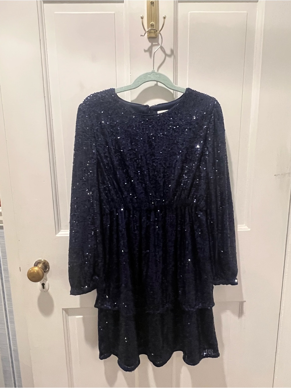 Vineyard Vines Navy Sequin Long-Sleeve Girls' Dress